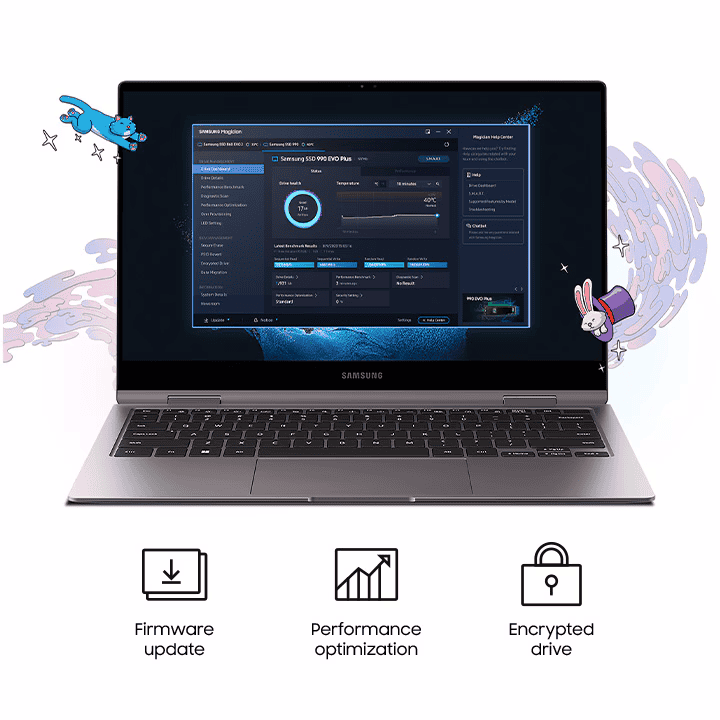Samsung 990 EVO Plus 2TB (MZ-V9S2T0BW) SSD - M.2 2280 NVMe 2.0, PCIe Gen 4x4, Gen 5x2, 6.300 MB/s write, 7.250 MB/s read 15 990evo feature5 pc