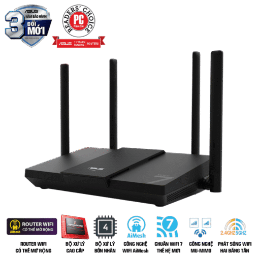 ASUS RT-BE50 WiFi 7 AiMesh Extendable Router - 688+2882 Mbps, 4x External antenna