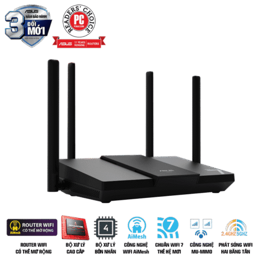 ASUS RT-BE50 WiFi 7 AiMesh Extendable Router - 688+2882 Mbps, 4x External antenna