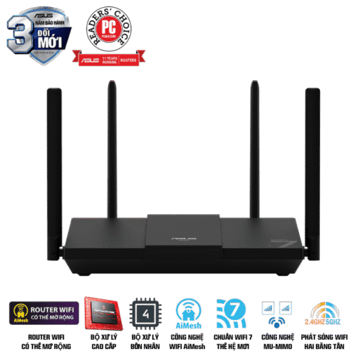 ASUS RT-BE50 WiFi 7 AiMesh Extendable Router - 688+2882 Mbps, 4x External antenna