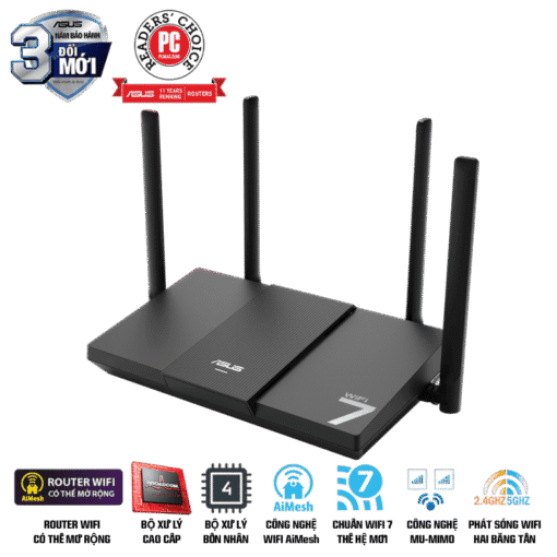 ASUS RT-BE50 WiFi 7 AiMesh Extendable Router - 688+2882 Mbps, 4x External antenna