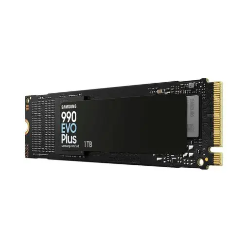 Samsung 990 EVO Plus 1TB (MZ-V9S1T0BW) SSD - M.2 2280 NVMe 2.0, PCIe Gen 4x4, Gen 5x2, 6.300 MB/s write, 7.150 MB/s read