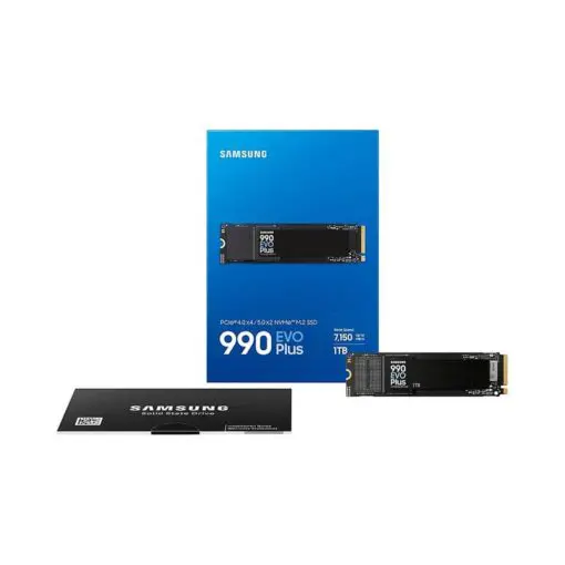 Samsung 990 EVO Plus 1TB (MZ-V9S1T0BW) SSD - M.2 2280 NVMe 2.0, PCIe Gen 4x4, Gen 5x2, 6.300 MB/s write, 7.150 MB/s read