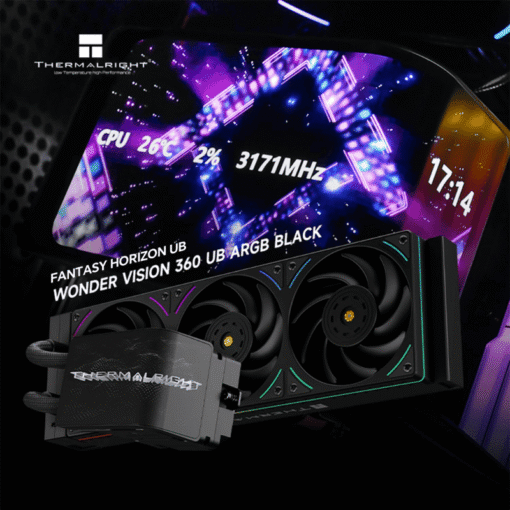 THERMALRIGHT Wonder Vision 360 UB ARGB Black AIO Liquid CPU Cooler - 6.67'' Curved Screen 3D Effect, 2150RPM TL-UB36 Fans