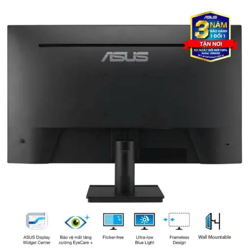 ASUS VA27AQ Eye Care Monitor - 27 inch, IPS QHD (2560 x 1440) Frameless, 75Hz, D-Sub (VGA) + DisplayPort + HDMI