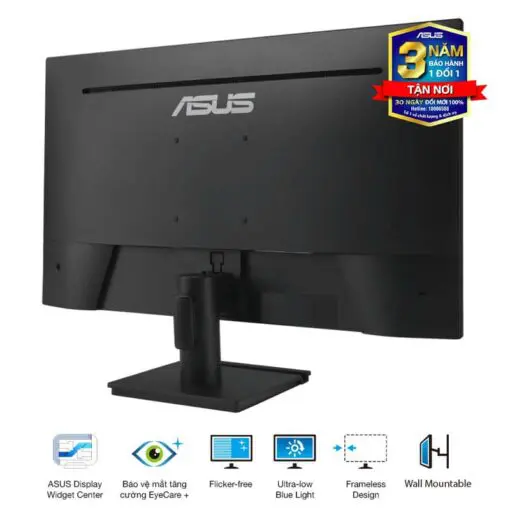 ASUS VA27AQ Eye Care Monitor - 27 inch, IPS QHD (2560 x 1440) Frameless, 75Hz, D-Sub (VGA) + DisplayPort + HDMI
