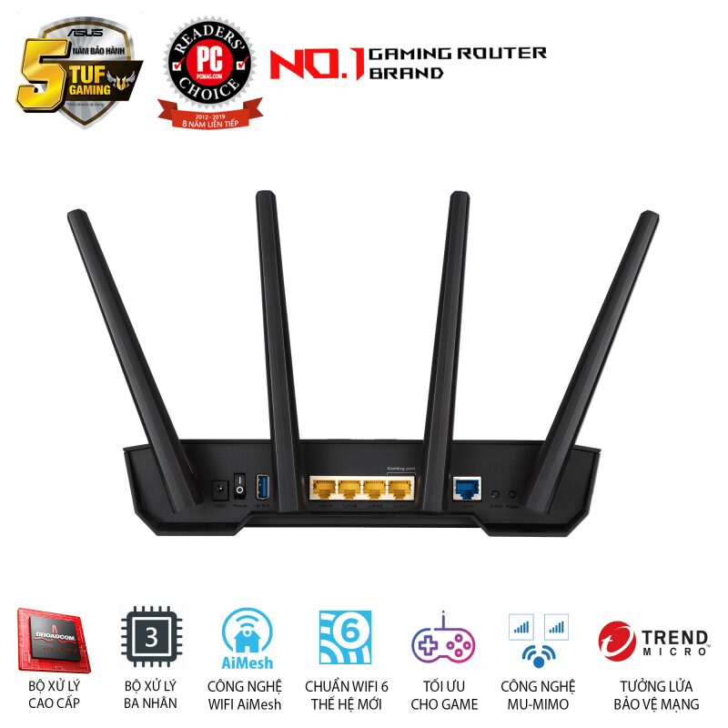 ASUS TUF Gaming AX3000 Router 2402+574Mbps, WiFi 6, AiMesh, MU-MIMO