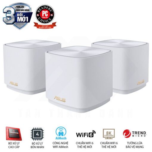 ASUS ZenWiFi AX Mini System XD4 White 3 Pack Routers