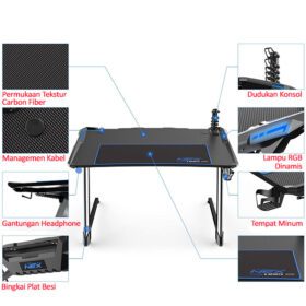 DXRacer NEX Computer Gaming Desk – Black Blue 2