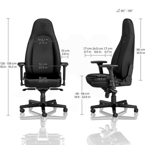 Noblechairs ICON Gaming Chair – Black Edition Vinyl PU hybrid leather 3