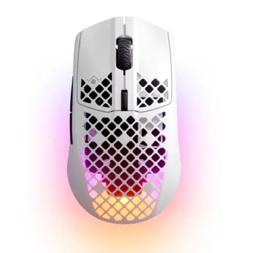 SteelSeries Aerox 3 Wireless Snow Ultra Lightweight Gaming Mouse - White, RGB, Honeycomb Shell, 2.4GHz, Bluetooth 5.0