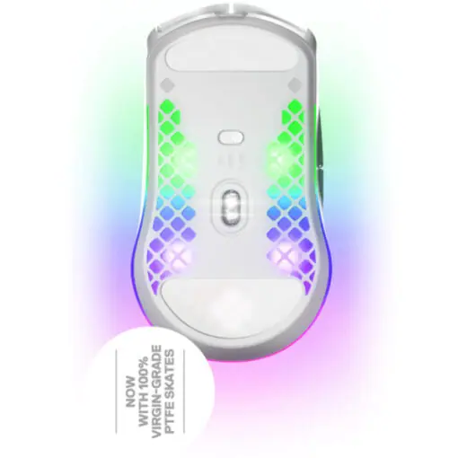 SteelSeries Aerox 3 Wireless Snow Ultra Lightweight Gaming Mouse - White, RGB, Honeycomb Shell, 2.4GHz, Bluetooth 5.0