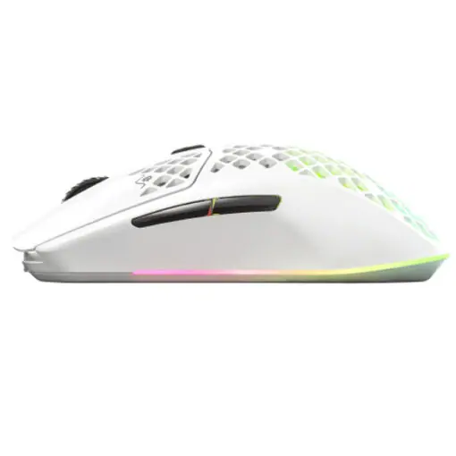 SteelSeries Aerox 3 Wireless Snow Ultra Lightweight Gaming Mouse - White, RGB, Honeycomb Shell, 2.4GHz, Bluetooth 5.0