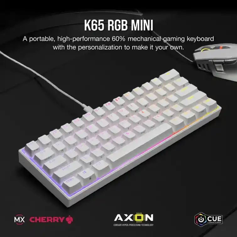CORSAIR K65 RGB MINI 60% Gaming Keyboard - White