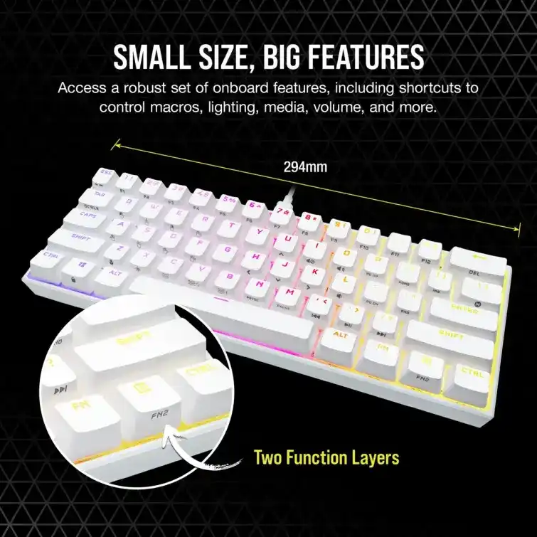 CORSAIR K65 RGB MINI 60% Gaming Keyboard - White