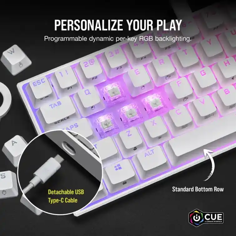 CORSAIR K65 RGB MINI 60% Gaming Keyboard - White