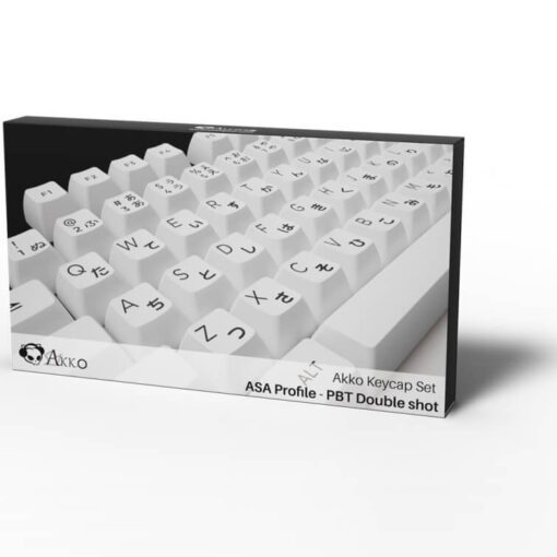 akko keycap set black on white bow 06