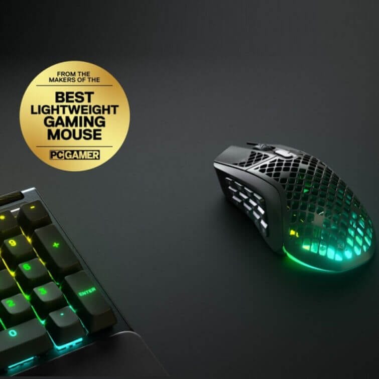 SteelSeries Aerox 9 Wireless Ultra Lightweight Gaming Mouse - Onyx, RGB, Honeycomb Shell, 2.4GHz, Bluetooth 5.0
