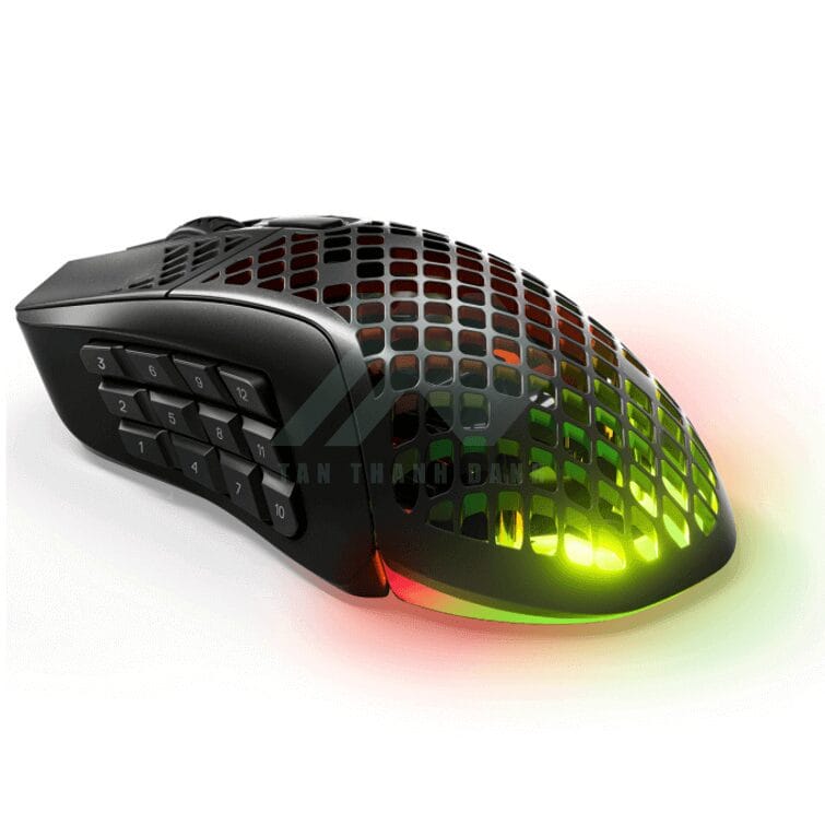 SteelSeries Aerox 9 Wireless Ultra Lightweight Gaming Mouse - Onyx, RGB, Honeycomb Shell, 2.4GHz, Bluetooth 5.0