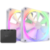 NZXT F140 RGB Twin Pack Fan - White, 2 x 140mm RGB Fans & Controller