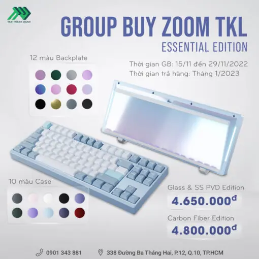 Zoom TKL Custom Keyboard - Carbon Fiber Back Plate
