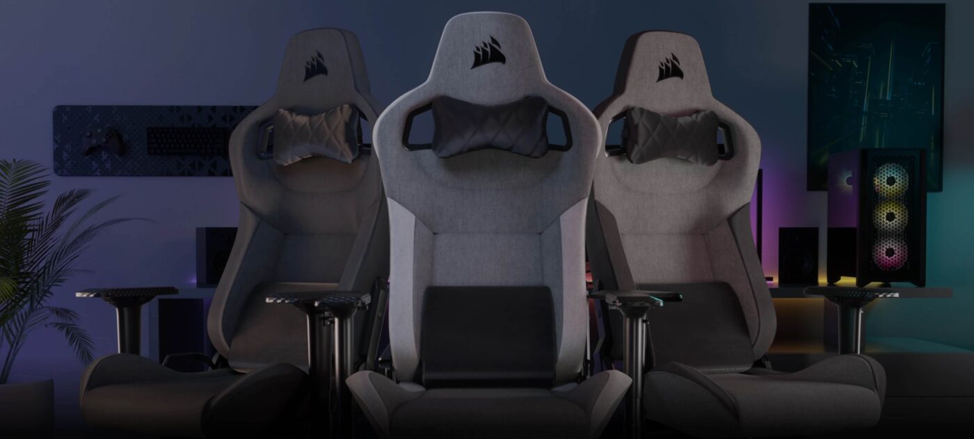 CORSAIR T3 Rush 2023 Brown/Tan Fabric Gaming Chair 24 Panel1 Background 1