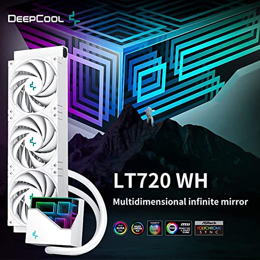 Deepcool LT720 AIO Liquid CPU Cooler - White, 360mm Radiator, ARGB Chain Fans 2250RPM, 4th Gen water pump, AM5-LGA1700 compatible 22 611tQtEZLrL. AC SX522