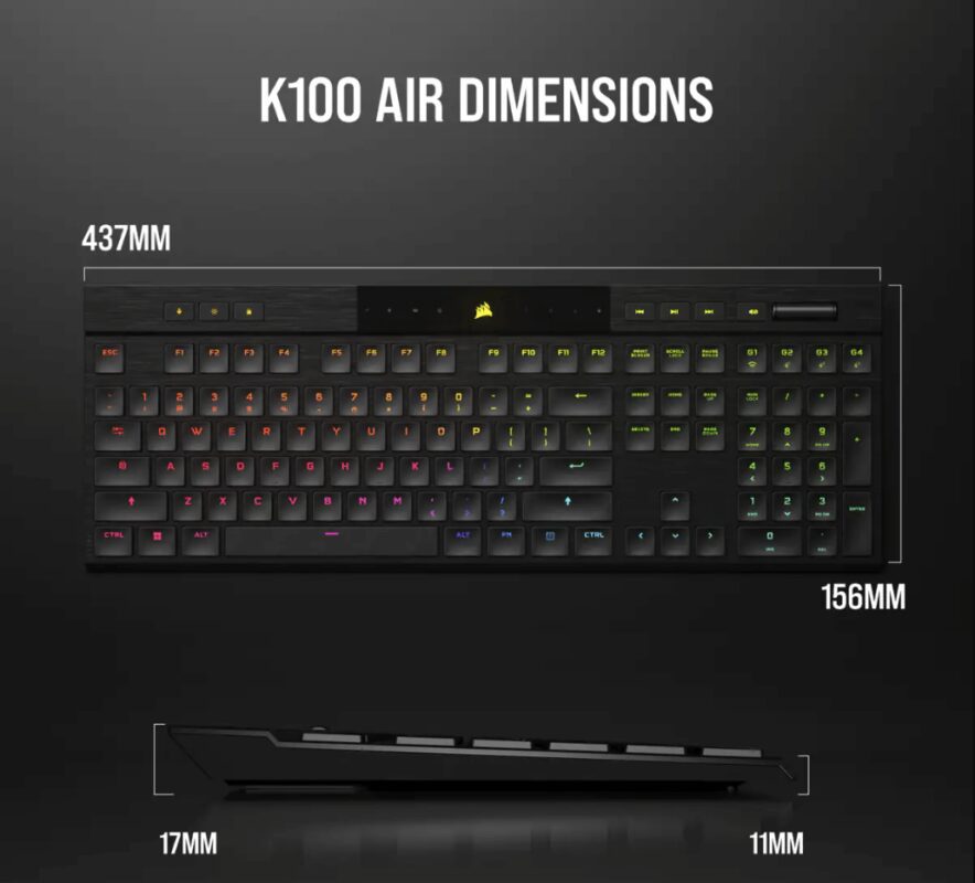 K100 AIR WIRELESS RGB Ultra Thin Mechanical Gaming Keyboard TTD 14
