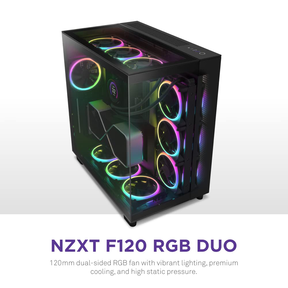 NZXT F120 RGB DUO Triple Pack Black (RF-D12TF-B1) Fan - Mattle Black, 3 x 120mm RGB Fans & Controller 42 512IeNv2sFL. SL1000