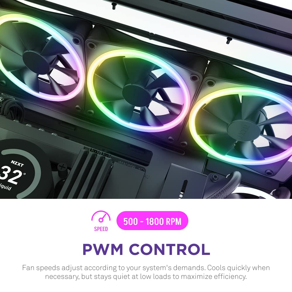 NZXT F120 RGB DUO Triple Pack Black (RF-D12TF-B1) Fan - Mattle Black, 3 x 120mm RGB Fans & Controller 47