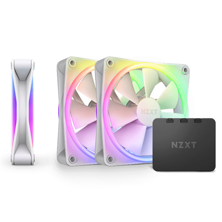 NZXT F120 RGB DUO Triple Pack White (RF-D12TF-W1) Fan - Mattle White, 3 x 120mm RGB Fans & Controller 40 F120 RGB DUO Triple Pack White TTD Product 1