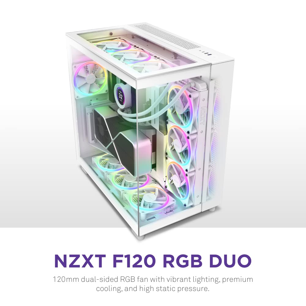 NZXT F120 RGB DUO Triple Pack White (RF-D12TF-W1) Fan - Mattle White, 3 x 120mm RGB Fans & Controller 42 F120 RGB DUO Triple Pack White TTD page mobile 7