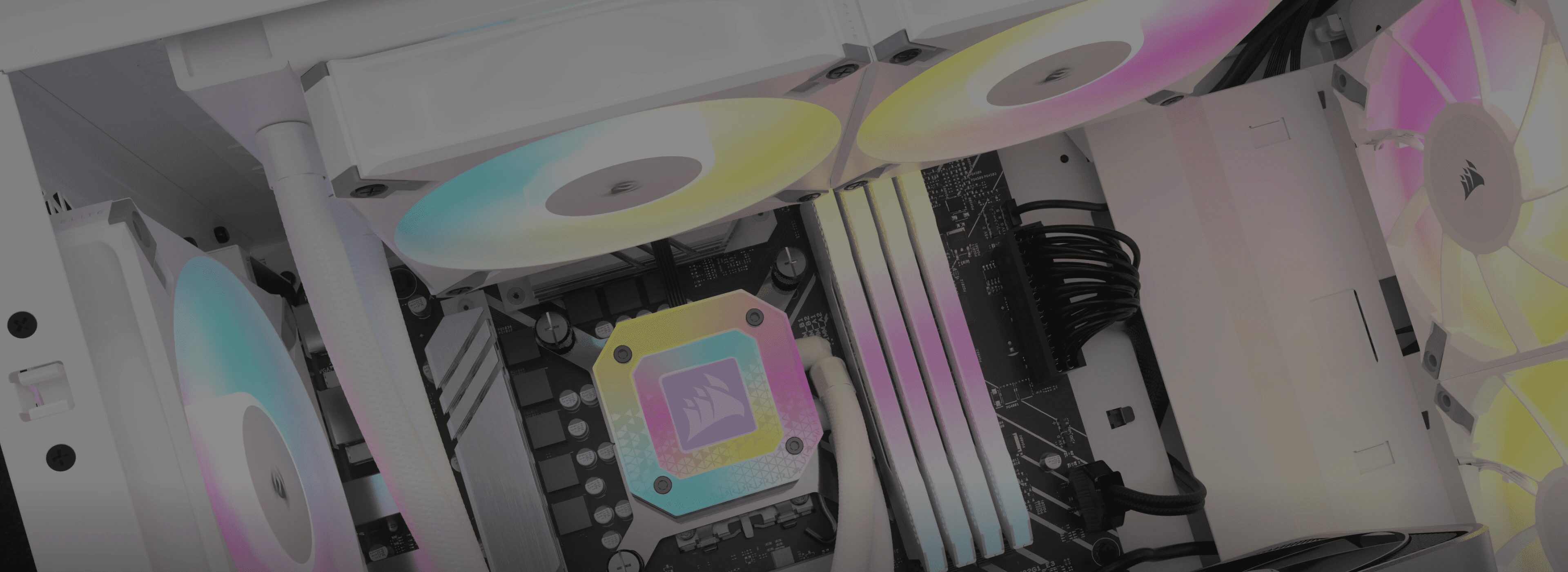 CORSAIR iCUE H100i ELITE CAPELLIX XT Liquid CPU Cooler (CW-9060068-WW) - 240mm radiator, 2x 120mm AF RGB ELITE PWM fans, ultra-bright CAPELLIX LEDs 14 Panel1 background iCUE H150i ELITE CAPELLIX XT