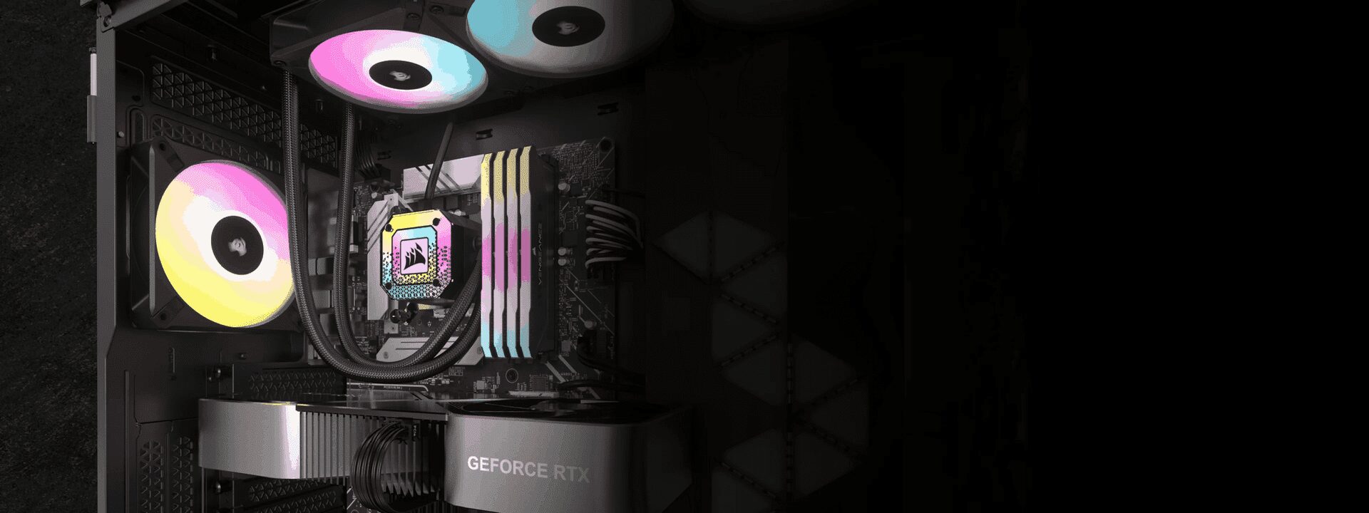 CORSAIR iCUE H100i ELITE CAPELLIX XT Liquid CPU Cooler (CW-9060068-WW) - 240mm radiator, 2x 120mm AF RGB ELITE PWM fans, ultra-bright CAPELLIX LEDs 30 Panel9 background iCUE H150i ELITE CAPELLIX XT