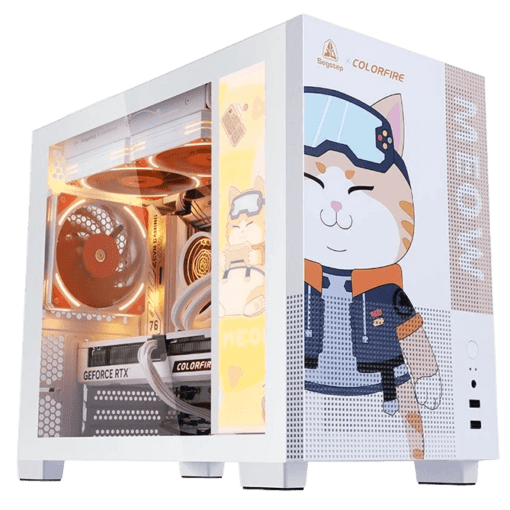 Segotep Memphis-S MEOW Orange Edition Gaming Case - mATX, Tempered Glass Case