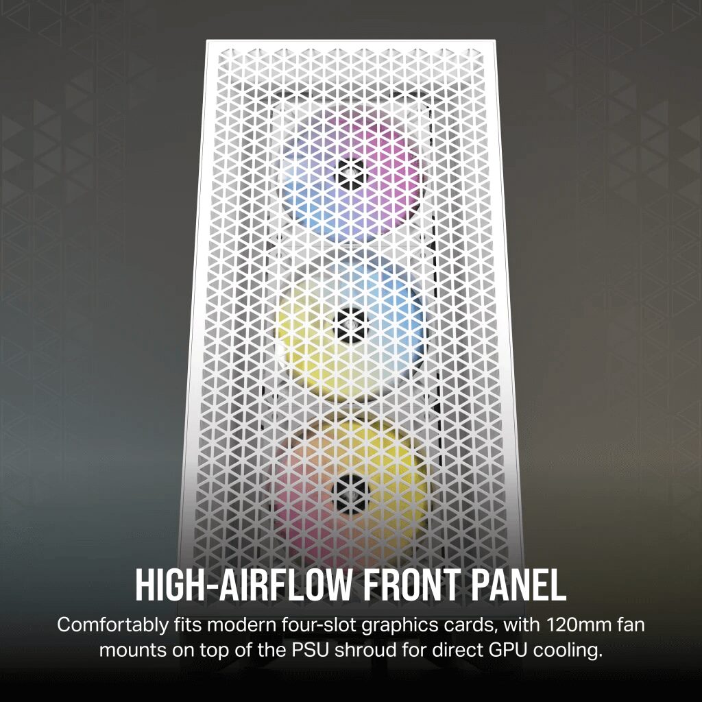 CORSAIR 3000D RGB AIRFLOW Mid-Tower PC Case - White, 3x CORSAIR AR120 RGB fans includes 44 3000D RGB AIRFLOW WHITE Artboard05 AA