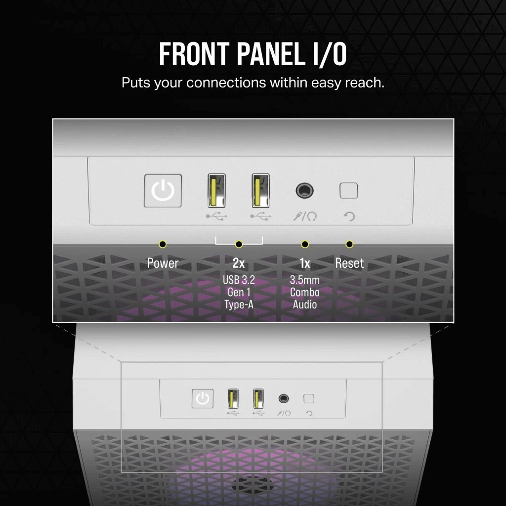 CORSAIR 3000D RGB AIRFLOW Mid-Tower PC Case - White, 3x CORSAIR AR120 RGB fans includes 46 3000D RGB AIRFLOW WHITE Artboard07 AA
