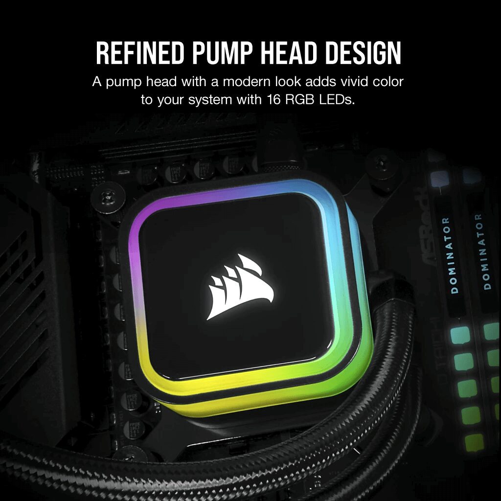 CORSAIR iCUE H100i RGB ELITE Liquid CPU Cooler (CW-9060058-WW) - 240mm radiator, 2x 120mm AF RGB ELITE PWM fans 36 H100i RGB ELITE 03