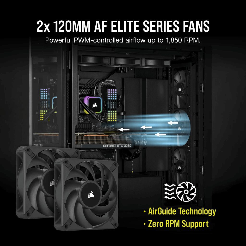 CORSAIR iCUE H100i RGB ELITE Liquid CPU Cooler (CW-9060058-WW) - 240mm radiator, 2x 120mm AF RGB ELITE PWM fans 37 H100i RGB ELITE 04