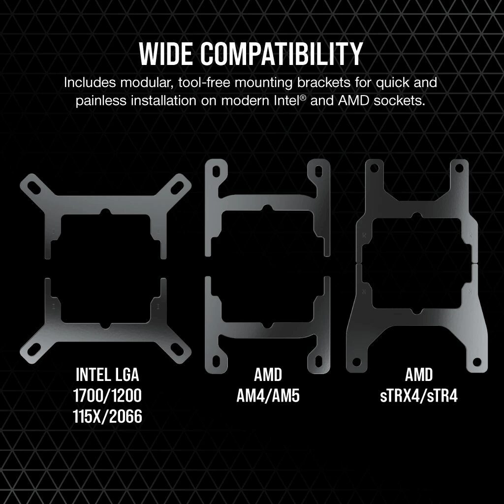 CORSAIR iCUE H100i RGB ELITE Liquid CPU Cooler (CW-9060058-WW) - 240mm radiator, 2x 120mm AF RGB ELITE PWM fans 39 H100i RGB ELITE 06