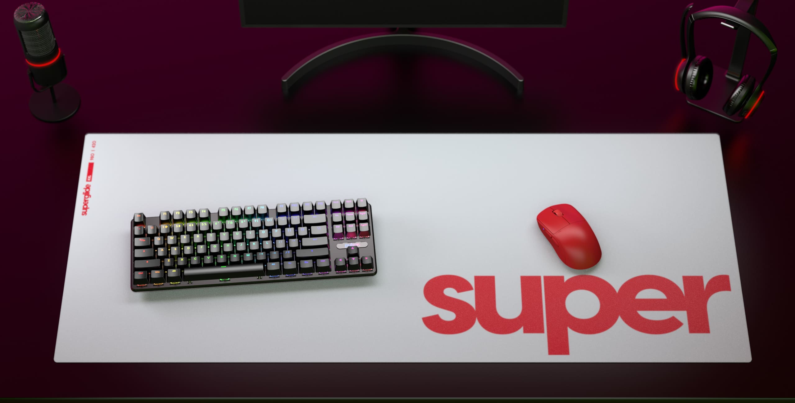 Pulsar Superglide Glass Mousepad XXL White desk setup