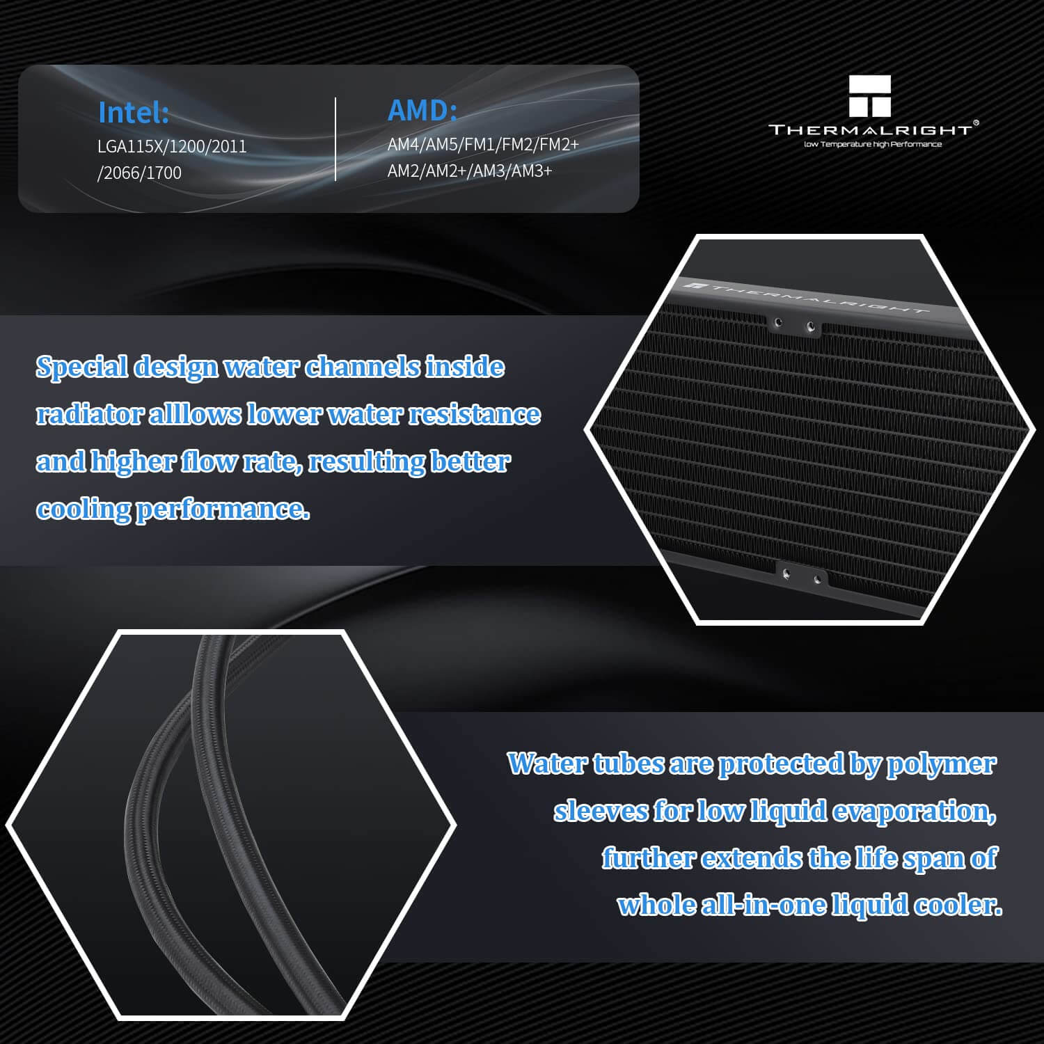 THERMALRIGHT Frozen Notte Black 240 ARGB AIO Liquid CPU Cooler - Black, 240mm Radiator, ARGB, AM5-LGA1700 compatible 24 THERMALRIGHT Frozen Notte Black 240 ARGB Page mobile 4
