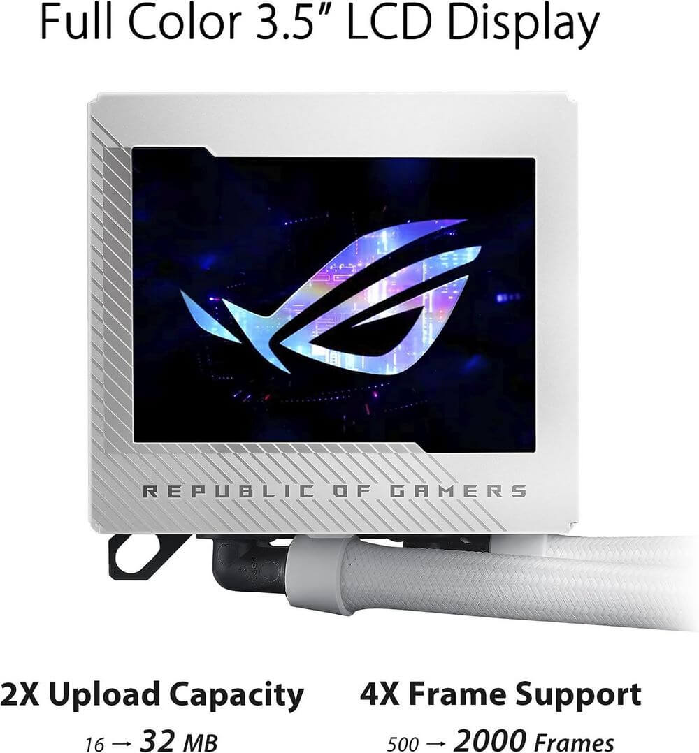 ASUS ROG Ryujin III 360 ARGB White Edition AIO Liquid CPU Cooler - 3,5 inch LCD Display, 360mm radiator, 3x ROG 120mm ARGB Fans 36 71jC kRq5lL. AC SL1500