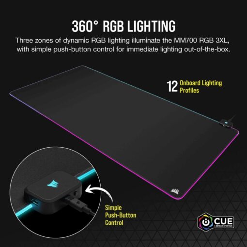Corsair MM700 RGB Extended 3XL Gaming Mouse Pad - Extended 3XL (1220mm x 610mm x 4mm)