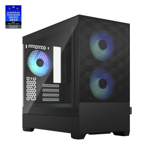 Fractal Design Pop Mini Air RGB Black TG Clear Tint mATX PC Gaming Case - Tempered Glass Airflow, 3x Aspect 12 RGB included