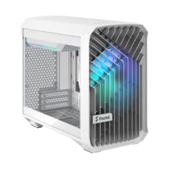 Fractal Design Torrent Nano RGB White TG Clear Tint mITX Airflow Mini Tower PC Gaming Case - Clear Tint Tempered Glass Side Panels 33 Torrent Nano White RGB TGC 10 Left Front Above