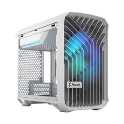 Fractal Design Torrent Nano RGB White TG Clear Tint mITX Airflow Mini Tower PC Gaming Case - Clear Tint Tempered Glass Side Panels 35 Torrent Nano White RGB TGC 12 Left Front Removed
