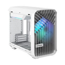 Fractal Design Torrent Nano RGB White TG Clear Tint mITX Airflow Mini Tower PC Gaming Case - Clear Tint Tempered Glass Side Panels 41 Torrent Nano White RGB TGC 18 Left Front Above Removed