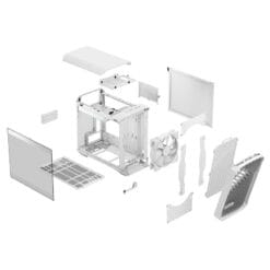 Fractal Design Torrent Nano RGB White TG Clear Tint mITX Airflow Mini Tower PC Gaming Case - Clear Tint Tempered Glass Side Panels 45 Torrent Nano White RGB TGC 22 Exploded View