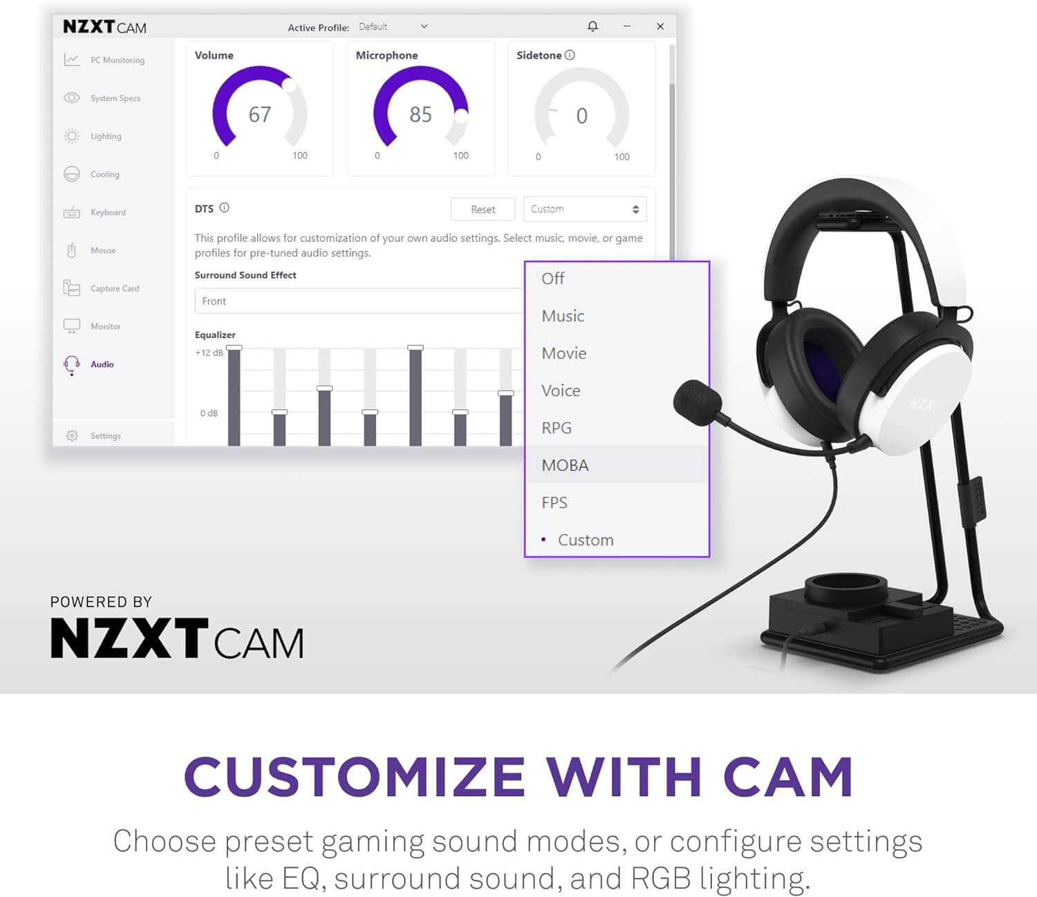 NZXT SwitchMix PC Gaming Headset Stand with Mixer (AP-USMSM-B1) - Black, Seamless Switching Between Headset & Speaker Audio, Studio-Grade Mixer, 24-bit / 96 kHz DAC, DTS 7.1 30 AP USMSM B1 page mb 4